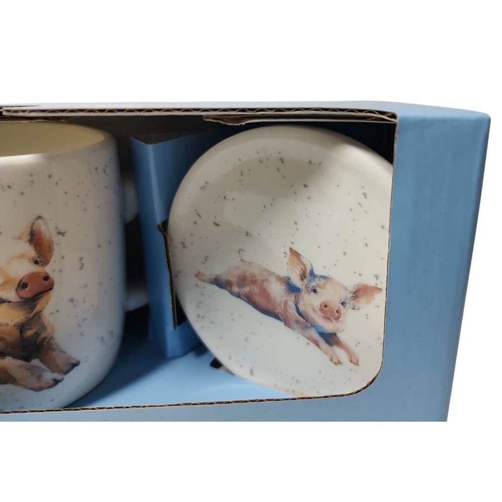 Kent Pottery Pig Mug and Coaster Simple and Sweet New In box Ten Oz‎ Two Pieces - Picture 4 of 14